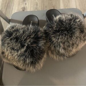 Grey Real Foxy Slides